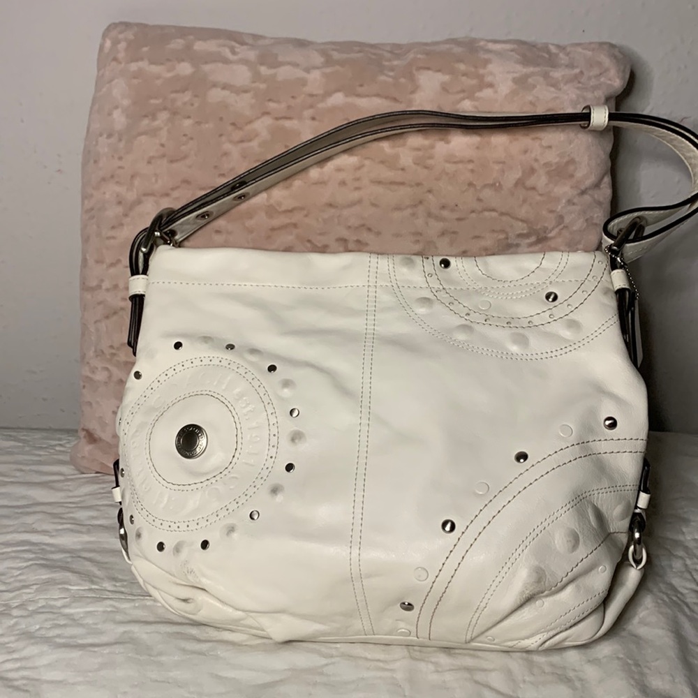 Coach White Leathered Hobo